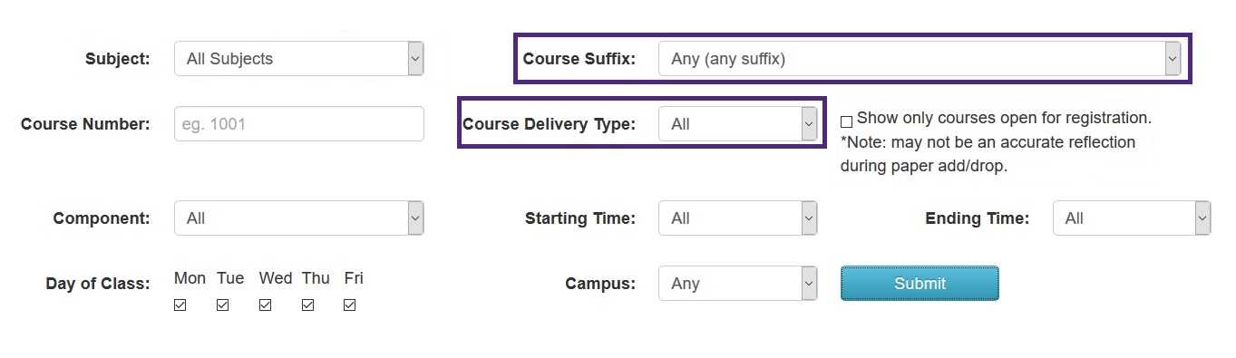 FW Timetable Filters